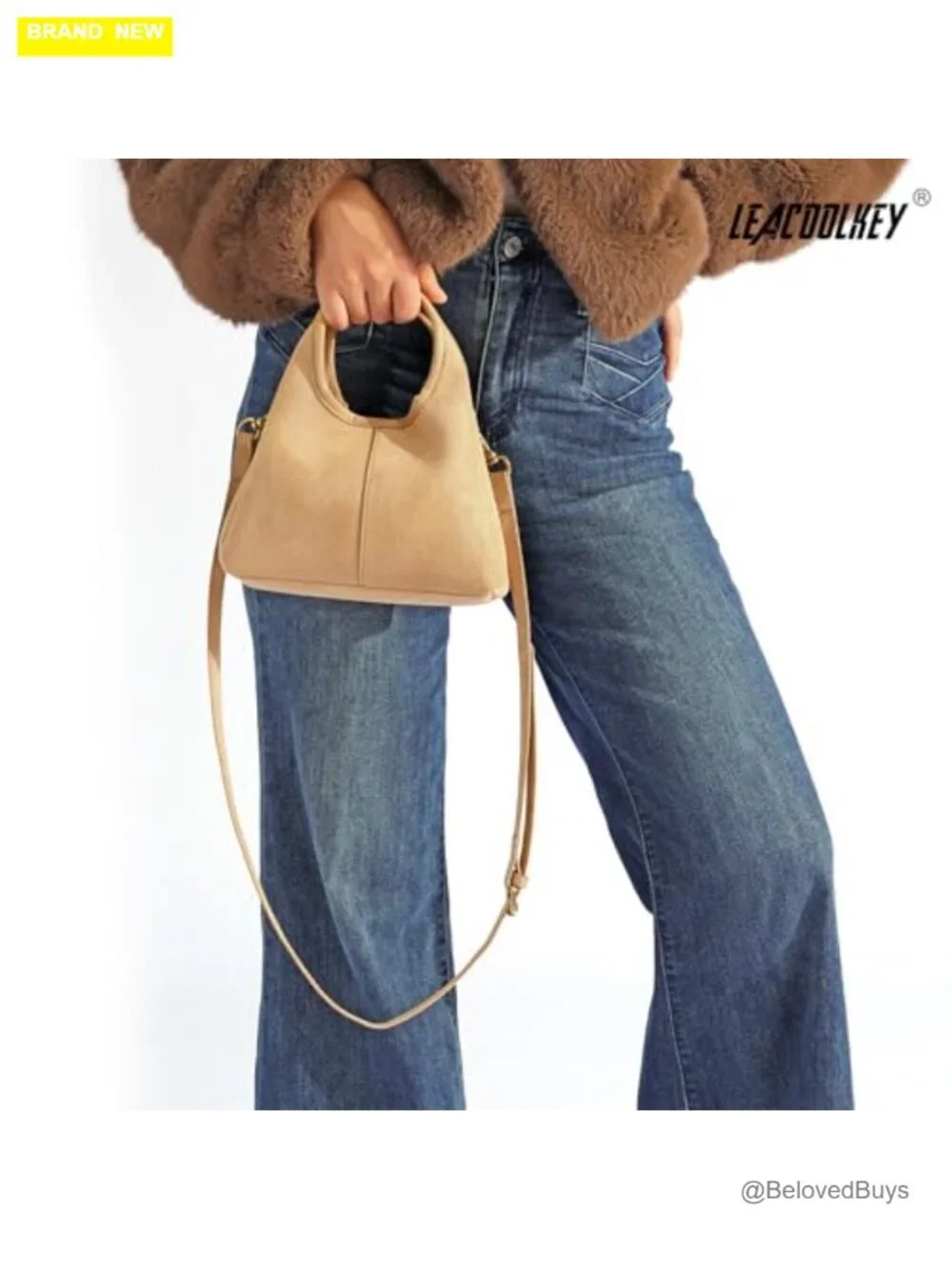 Faux Suede Top Handle Handbag Crossbody Satchel Purse Women Shoulder Bag